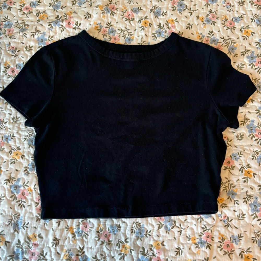 Wild Fable Black Crop T-Shirt Short Sleeve